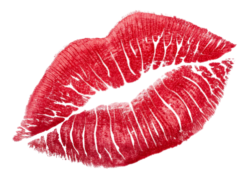 Red Lipstick Kiss Mark on White Background