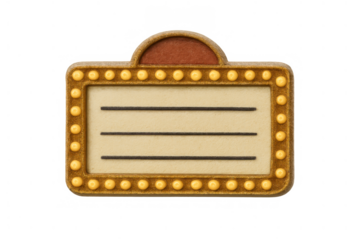 Blank retro movie theater marquee sign with glowing lightbulbs, template for custom text, isolated object