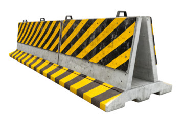 Concrete Traffic Barrier with Yellow Black Warning Stripes