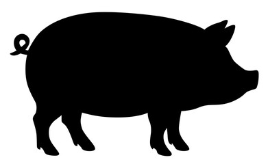 Pig silhouette illustration. Farm animal clipart