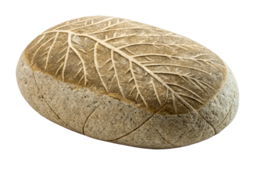 Stone With Fossilized Leaf Imprint