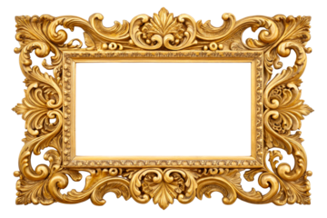 Ornate golden picture frame with elaborate carvings