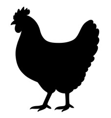 Chicken silhouette illustration. Farm animal clipart