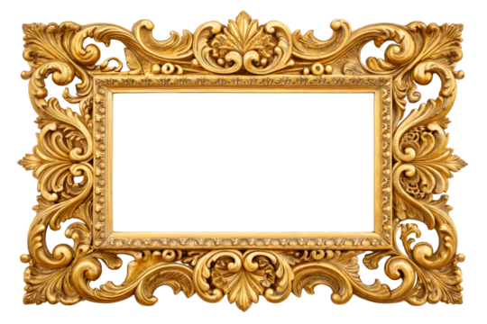 Ornate golden picture frame with elaborate carvings