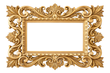Ornate golden picture frame with scrollwork details