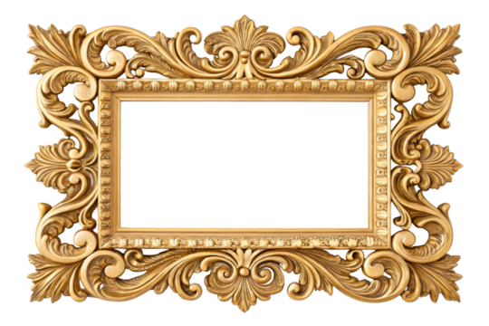 Ornate golden picture frame with scrollwork details