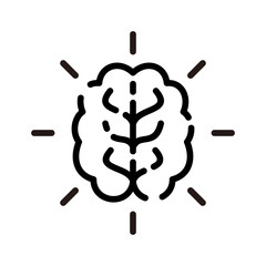 Mental health line icon. Brain illustration.