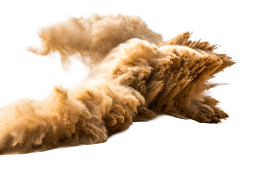 Massive Sand Dust Cloud Bursting Over Desert Dune