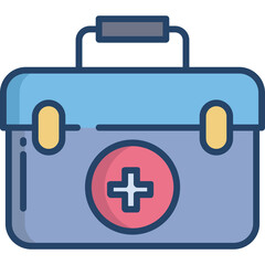 Medical First Aid Kit Icon With Cross Symbol And Blue And Purple Colors On A Transparent Background
