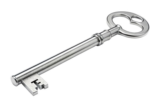 Antique Ornate Metal Skeleton Key Close Up Studio Shot