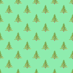 Seamless pattern with fir trees. Christmas tree. Evergreen endless forest background for nature designs, eco-friendly decor, and seasonal themes, packaging, decorations, gifts