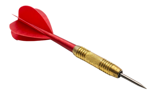 Red Fletching Dart with Gold Grip and Metal Tip