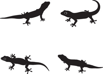 Lizard Silhouette Set – Reptile Vector Illustrations for Wildlife, Biology, and Nature-Themed Design Projects