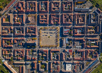 Fototapeta premium Aerial view of the fortified town of Neuf Brisach, a UNESCO Heritage Site, Alsace, France