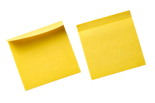Two yellow sticky notes on white surface