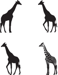 Giraffe Silhouette Set with Pattern Variation – Wildlife Vector Icons for Nature, Education, and Safari-Themed Design