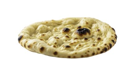 Freshly Baked Flatbread with Golden Crust on Light Brown Background