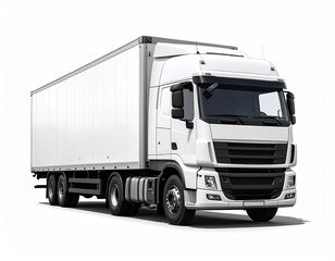White semi-truck with transparent background
