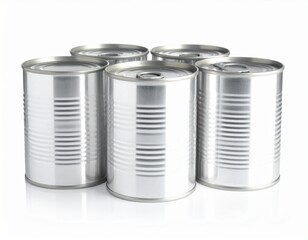 Silver metal cans stacked together