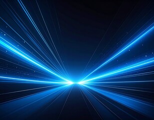 Blue light streaks converging perspective
