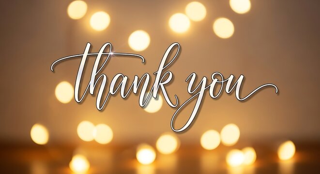 Elegant Thank You Message with Bokeh Lights Background.
