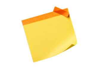 Yellow sticky note with orange tape