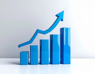 Growth chart with rising arrow