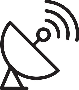 Satellite dish transmitting signals in a clean line art style