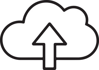 Cloud upload icon with upward arrow symbol for data transfer