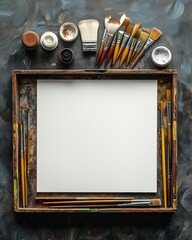 New Calendar Illustration flat top view of art supplies and blank calendar ready to design 