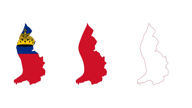 Set of Liechtenstein map isolated on white background, illustration design