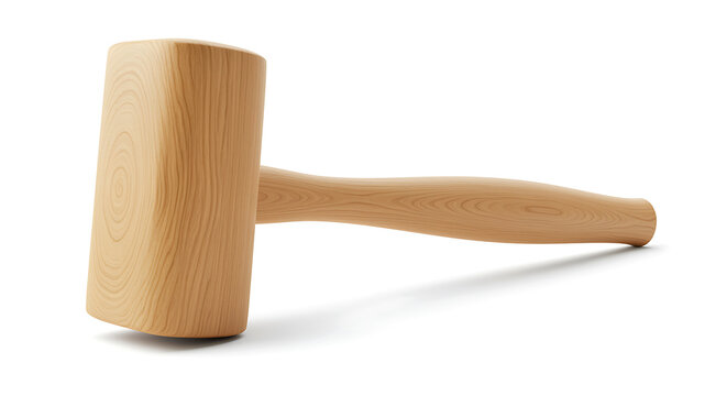 Wooden mallet isolated on white background tool hammer carpentry craft construction equipment handle object work