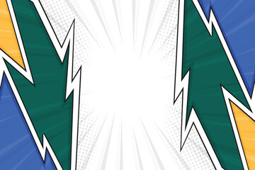 Abstract Retro Comic Frame Style Background with Diagonal Lightning Shapes and Halftone Effect