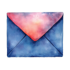 Watercolor painted envelope on transparent background