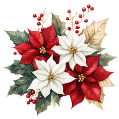 Festive poinsettia bloom on transparent background