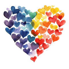 Heart made of hearts art on transparent background