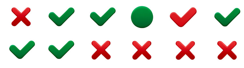 Validation icons set isolated on transparent background