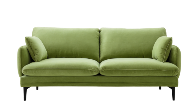 Modern green sofa unit isolated on transparent background