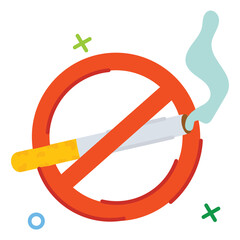No Smoking Symbol With A Cigarette And Smoke On A Transparent Background With Green Cross Accents