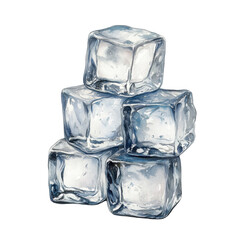 Stacked ice cube tower on transparent background