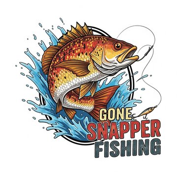 mangrove snapper as a logo print design on various media such as t-shirts, mugs, hats, tote bags, etc. for various events related to fishing hobbies, vintage cartoon flat design illustrations
