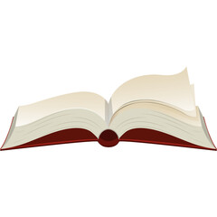 Open Book With Cream Pages and Red Cover on Transparent Background