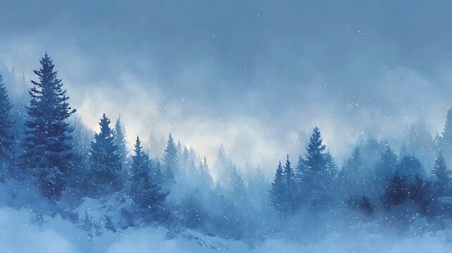 Calm winter sky blue to white gradient with soft haze texture, wide empty lower space perfect for presentation, holiday marketing banner, or business template concept - Powered by Adobe