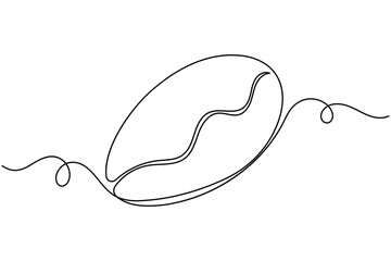 Coffee beans and seeds continuous one line drawing on white background minimalist roasted grain outline vector illustration