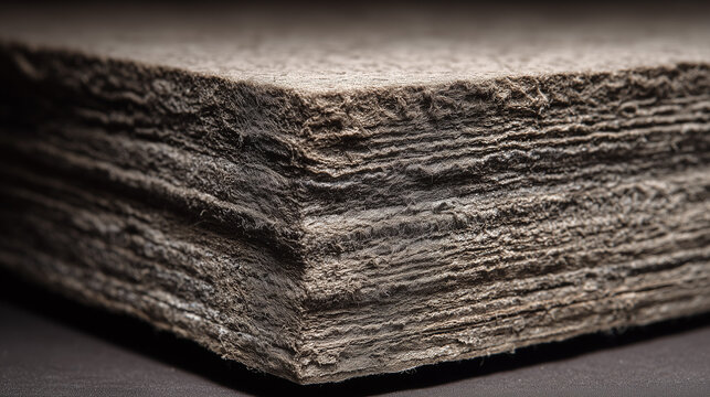 Close up shot of a stack of rough textured paper sheets showing the raw edge and layered composition - Powered by Adobe