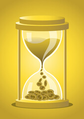 Time is Money—Hourglass with Coins Illustration