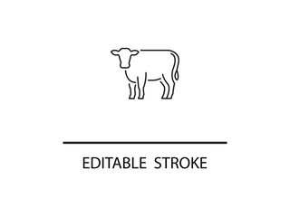 Simple cow icon for website or print, adaptable line style for creative projects, perfect for agriculture business or dairy farm branding, modern minimalistic.