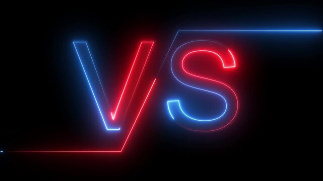 Versus icon animation glowing neon color v and s letter game match team challenge frame match sport sign symbol on black background 4k motion video.. - Powered by Adobe