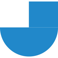 Abstract Geometric Shape Blue And White Minimalist Design Clean Lines Modern Graphic Element With Rounded Edge