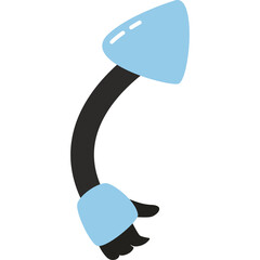 Abstract Geometric Robotic Arm with Blue Accents and Black Segment on White Background